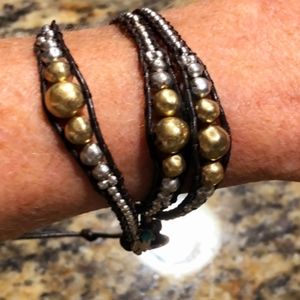 STUNNING Lucky Brand leather beaded bracelet!